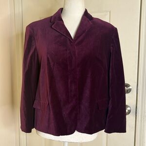 Calvin Klein Women's Velvet Blazer Jacket Boxy size 14 Stretch Academia Preppy